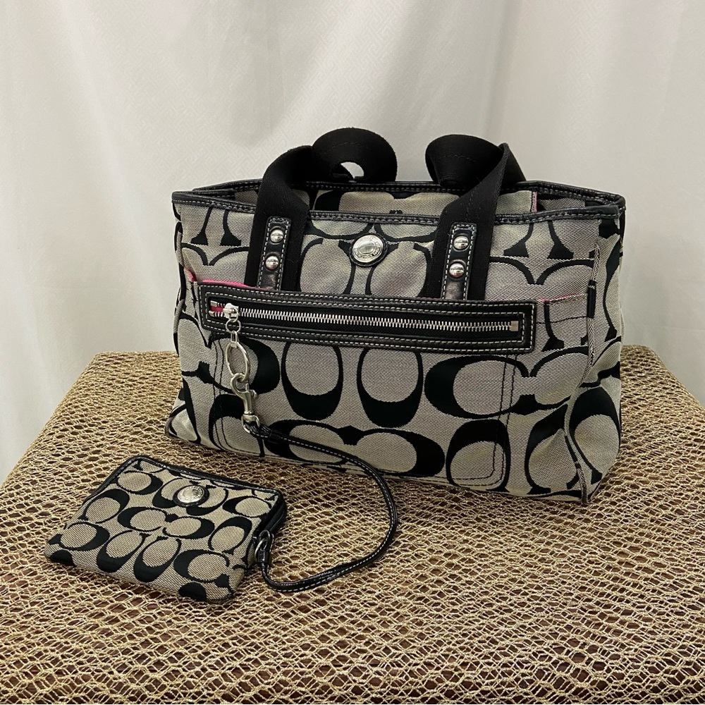 COACH Signature Handbag with Coin Purse